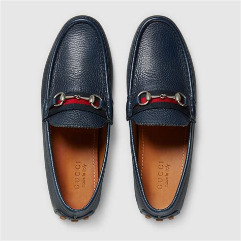 gucci leather driver with web buckle|Gucci horse bit loafers.